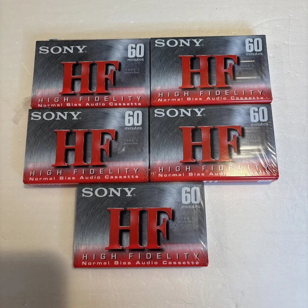 Sony HF 60 High Fidelity Blank Audio Cassette Tapes Normal Bias Lot of 5 Sealed